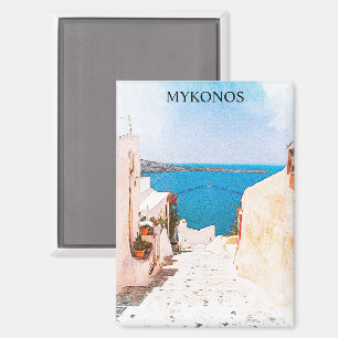 Stilvolle Vintage Mykonos Greece Ocean View Travel Magnet
