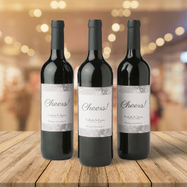 Stilvolle Vintage Pewter-Hochzeit Weinetikett