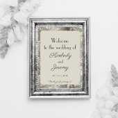 Stilvolle Vintage Pewter Wedding Willkommen Poster