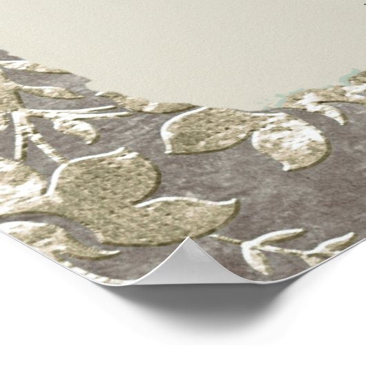 Stilvolle Vintage Pewter Wedding Willkommen Poster (Ecke)