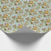Stilvolle Vintage-Rosa-Rosen-Blumen-Kunstmuster Geschenkpapier (Ecke)