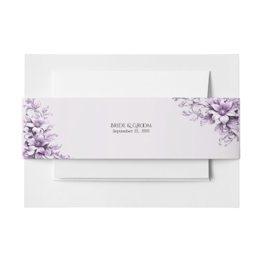 Stilvolle violette Blumen Einladungsbanderole (Vorderseite Beispiel)