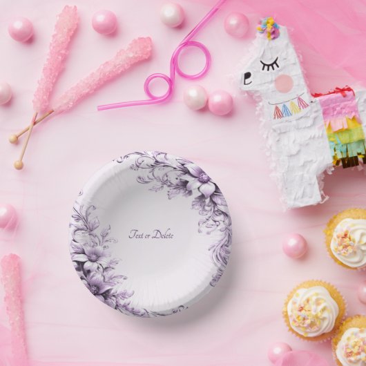 Stilvolle violette Blumen Pappteller (Party)