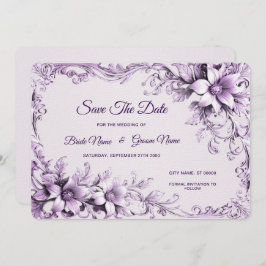 Stilvolle violette Blumen Save the Date