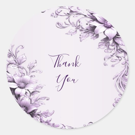 Stilvolle violette Blumen Sticker (Vorderseite)