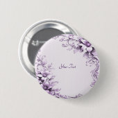 Stilvolle violette Blumen-Taste Button (Vorne & Hinten)