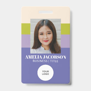 Stilvolle violette grüne Mitarbeiter-Foto-ID und L Ausweis