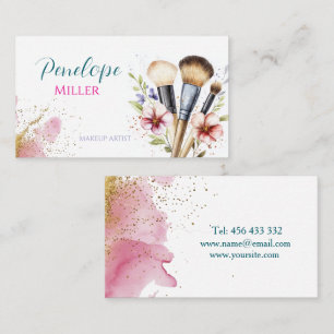stilvolle Visitenkarte mit Pinsel zum Make-up