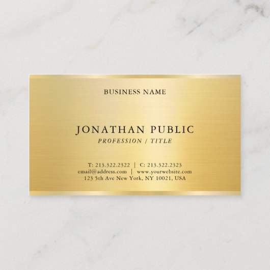 Stilvolle Vorlage Gold Look Beruflich Glanz Visitenkarte (Rückseite)