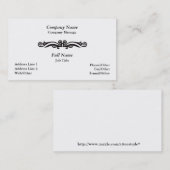 Stilvolle Vorlage mit weißer Swirl-Visitenkarte Visitenkarte (Vorne/Hinten)