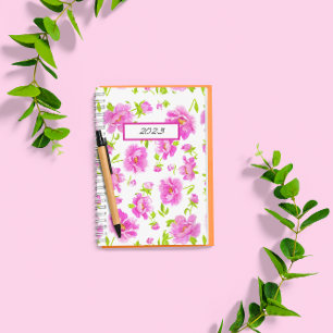 Stilvolle Wasserfarbe-Pfingstrosen Rosa Floral Planer