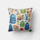 Stilvolle Wasserfarbe Zurück zu Schulmaterial Must Kissen (Rückseite)