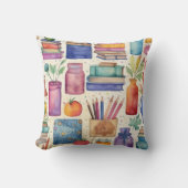 Stilvolle Wasserfarbe Zurück zu Schulmaterial Must Kissen (Vorderseite)