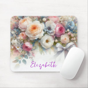 Stilvolle Wasserfarben-Blumen Ihr benutzerdefinier Mousepad