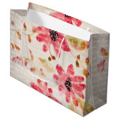 Stilvolle Wasserfarbenflora Große Geschenktüte (Vorderseite Schrägansicht)