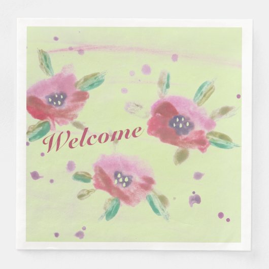 Stilvolle Wasserfarbenflora Serviette (Vorderseite)