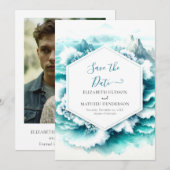 Stilvolle Wasserfarbenhochzeit Save The Date (Vorne/Hinten)