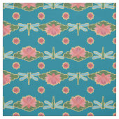 Stilvolle Wasserhühner und Dragonfly auf blauen St Stoff (Muster)