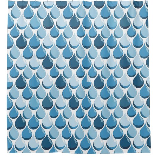Stilvolle Wassertropfen Blau und Weiß Duschvorhang (Vorderseite)