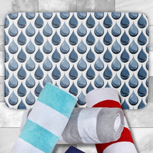 Stilvolle Wassertropfen weiß und blau Badematte