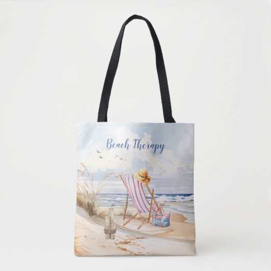 Stilvolle Watercolor Beach Ocean Sand Personalize Tasche (Vorderseite)