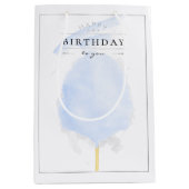 Stilvolle Watercolor Blue Cotton Candy Birthday Mittlere Geschenktüte (Vorderseite)