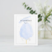 Stilvolle Watercolor Blue Cotton Candy Birthday Postkarte (Stehend Vorderseite)