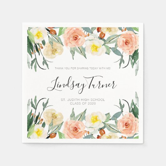 Stilvolle Watercolor Blume Abschluss Serviette (Vorderseite)