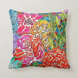 Stilvolle Watercolor Blume Collage Pillow Kissen