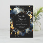 Stilvolle Watercolor Celestial Wedding Save The Date (Stehend Vorderseite)