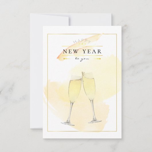 Stilvolle Watercolor Champagner Brillen Neujahr Po (Vorderseite)