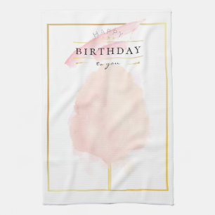 Stilvolle Watercolor Cotton Candy Birthday Geschirrtuch
