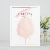 Stilvolle Watercolor Cotton Candy Birthday Postcar Karte (Stehend Vorderseite)