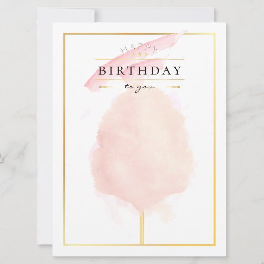 Stilvolle Watercolor Cotton Candy Birthday Postcar Karte (Vorderseite)