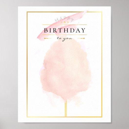 Stilvolle Watercolor Cotton Candy Birthday Poster (Vorne)