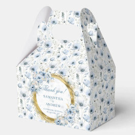 Stilvolle Watercolor Dusty Blue Gold Hochzeit Dank Geschenkschachtel