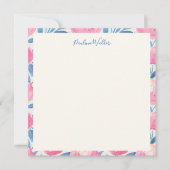 Stilvolle Watercolor Floral Blue Pink Personalisie Mitteilungskarte (Vorderseite)