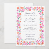 Stilvolle Watercolor Floral Frame Feminine Wedding Einladung (Vorne/Hinten)