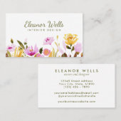 Stilvolle Watercolor Floral Personalisiert Visitenkarte (Vorne/Hinten)