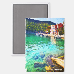 Stilvolle Watercolor Kefalonia Griechenland Küsten Magnet