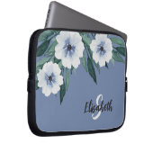 Stilvolle Watercolor Mit Monogramm Name Blau Laptopschutzhülle (Vorne Rechts)