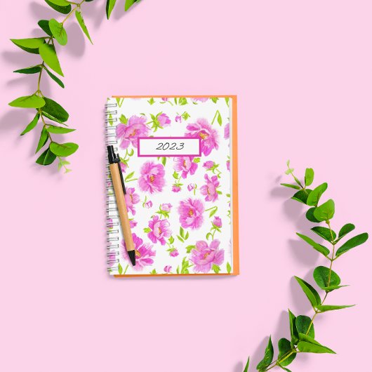 Stilvolle Watercolor Peonies Pink Floral Planer