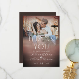 Stilvolle Watercolor Rose Gold Foto Hochzeit Dankeskarte