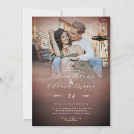 Stilvolle Watercolor Rose Gold Foto Hochzeit Einladung