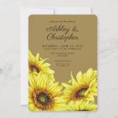 Stilvolle Watercolor Sonnenblume Gold Hochzeit Einladung (Vorderseite)