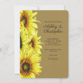 Stilvolle Watercolor Sonnenblume Gold Hochzeit Einladung (Vorderseite)