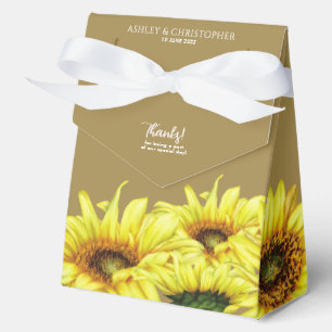 Stilvolle Watercolor Sonnenblume Gold Hochzeit Geschenkschachtel