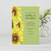 Stilvolle Watercolor Sonnenblume Grüne Hochzeit Einladung (Stehend Vorderseite)
