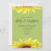 Stilvolle Watercolor Sonnenblume Grüne Hochzeit Einladung (Vorderseite)