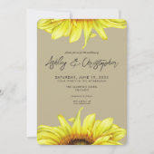 Stilvolle Watercolor Sonnenblume Khaki Wedding Einladung (Vorderseite)
